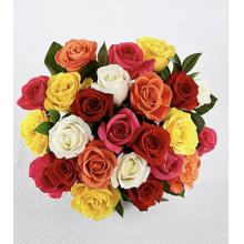 FW90NV 24 Roses mélangées à tiges longues  - Sans Vase